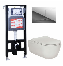 Комплект 3 в 1 инсталляция ESBANO FRAM + Унитаз подвесной Berges Wasserhaus Ego XL 082118 + кнопка хром глянцевая в современном стиле