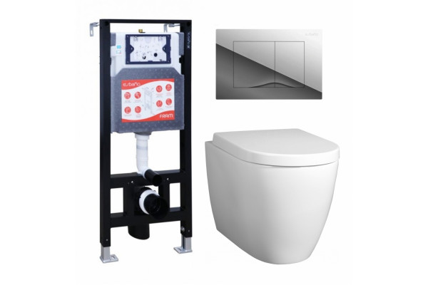 Комплект 3 в 1 инсталляция ESBANO FRAM + Унитаз подвесной BelBagno Marino + кнопка хром глянцевая в современном стиле
