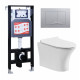 Комплект 3 в 1 инсталляция ESBANO FRAM + Подвесной безободковый унитаз Cerutti Spa Bernina aria CT7191 + кнопка хром матовая в современном стиле