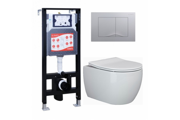 Комплект 3 в 1 инсталляция ESBANO FRAM + Унитаз подвесной Ceramica Nova Play CN3001 + кнопка хром матовая в современном стиле
