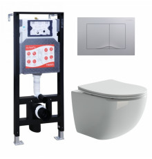 Комплект 3 в 1 инсталляция ESBANO FRAM + Унитаз подвесной Ceramica Nova Forma CN3009 + кнопка хром матовая в современном стиле