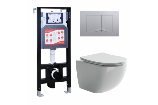 Комплект 3 в 1 инсталляция ESBANO FRAM + Унитаз подвесной Ceramica Nova Forma CN3009 + кнопка хром матовая в современном стиле