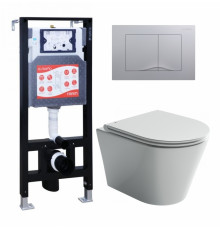 Комплект 3 в 1 инсталляция ESBANO FRAM + Унитаз подвесной Ceramica Nova Forma CN3011 + кнопка хром матовая в современном стиле