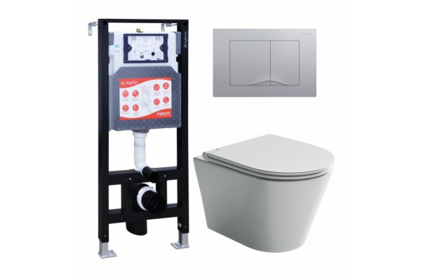 Комплект 3 в 1 инсталляция ESBANO FRAM + Унитаз подвесной Ceramica Nova Forma CN3011 + кнопка хром матовая в современном стиле