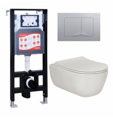 Комплект 3 в 1 инсталляция ESBANO FRAM + Унитаз подвесной Berges Wasserhaus Ego XL 082118 + кнопка хром матовая в современном стиле