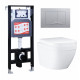 Комплект 3 в 1 инсталляция ESBANO FRAM + Унитаз подвесной Grohe Euro Ceramic 39206000 + кнопка хром матовая в современном стиле