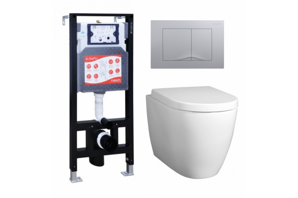 Комплект 3 в 1 инсталляция ESBANO FRAM + Унитаз подвесной BelBagno Marino + кнопка хром матовая в современном стиле