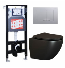 Комплект 3 в 1 инсталляция ESBANO FRAM + Унитаз подвесной Ceramica Nova Metropol CN4002MB + кнопка хром матовая в современном стиле