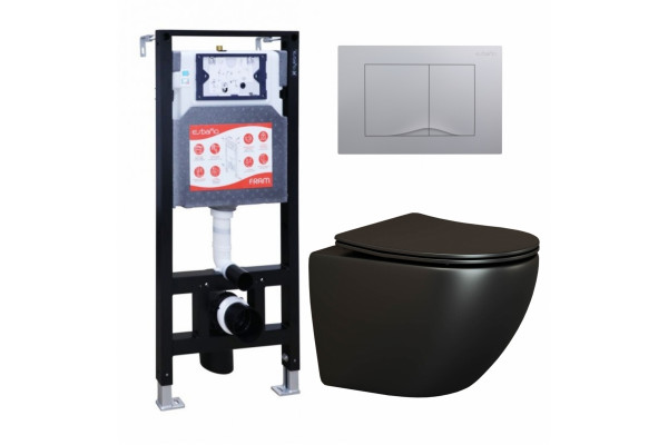Комплект 3 в 1 инсталляция ESBANO FRAM + Унитаз подвесной Ceramica Nova Metropol CN4002MB + кнопка хром матовая в современном стиле