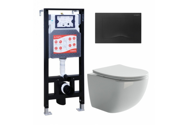 Комплект 3 в 1 инсталляция ESBANO FRAM + Унитаз подвесной Ceramica Nova Forma CN3009 + кнопка черная матовая в современном стиле