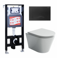 Комплект 3 в 1 инсталляция ESBANO FRAM + Унитаз подвесной Ceramica Nova Forma CN3009 + кнопка черная матовая в современном стиле