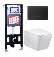 Комплект 3 в 1 инсталляция ESBANO FRAM + Унитаз Vincea Q-Line VT1-12 + кнопка черная матовая в современном стиле