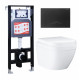 Комплект 3 в 1 инсталляция ESBANO FRAM + Унитаз подвесной Grohe Euro Ceramic 39206000 + кнопка черная матовая в современном стиле