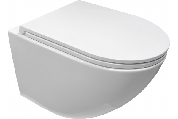Комплект 3 в 1 инсталляция ESBANO FRAM + Подвесной безободковый унитаз Cerutti Spa Sella aria CT7183 + кнопка белая глянцевая в современном стиле