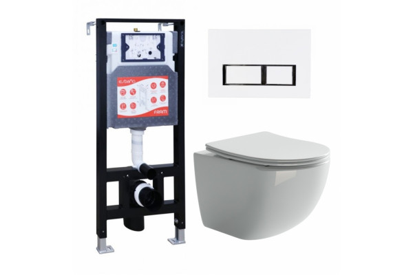 Комплект 3 в 1 инсталляция ESBANO FRAM + Унитаз подвесной Ceramica Nova Forma CN3009 + кнопка белая глянцевая в современном стиле