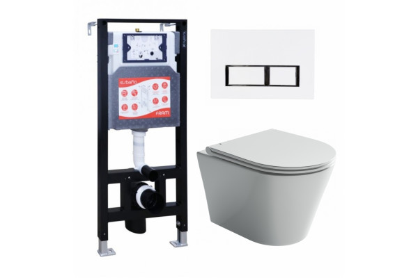 Комплект 3 в 1 инсталляция ESBANO FRAM + Унитаз подвесной Ceramica Nova Forma CN3011 + кнопка белая глянцевая в современном стиле