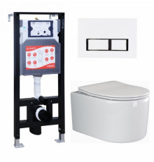 Комплект 3 в 1 инсталляция ESBANO FRAM + Унитаз подвесной Ceramica Nova Moments CN3003 + кнопка белая глянцевая в современном стиле
