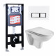Комплект 3 в 1 инсталляция ESBANO FRAM + Подвесной унитаз WeltWasser Baarbach 004 GL-WT + кнопка белая глянцевая в современном стиле