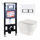 Комплект 3 в 1 инсталляция ESBANO FRAM + Подвесной унитаз WeltWasser Erlenbach 004 GL-WT + кнопка белая глянцевая в современном стиле