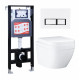 Комплект 3 в 1 инсталляция ESBANO FRAM + Унитаз подвесной Grohe Euro Ceramic 39206000 + кнопка белая глянцевая в современном стиле
