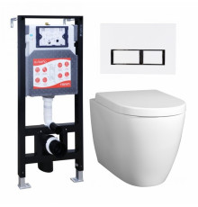 Комплект 3 в 1 инсталляция ESBANO FRAM + Унитаз подвесной BelBagno Marino + кнопка белая глянцевая в современном стиле