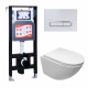 Комплект 3 в 1 инсталляция ESBANO FRAM + Подвесной безободковый унитаз Cerutti Spa Sella aria CT7183 + кнопка белая глянцевая в современном стиле