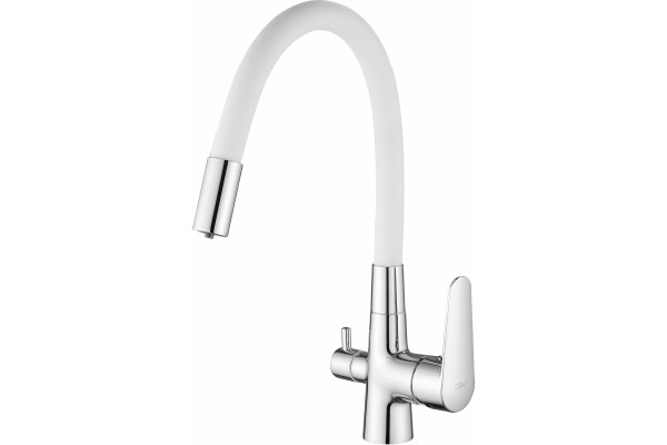 Смеситель для кухни ESKO Coral CL 03 W хром, белый, однорычажный