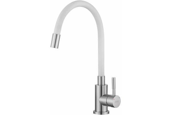 Смеситель для кухни ESKO Snake K44 W хром, белый, однорычажный, длина излива 23 см