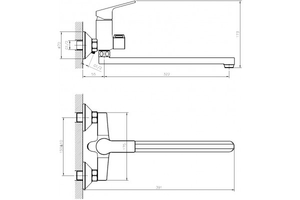 Смеситель для ванны с душем ESKO Saint-Petersburg SPb 31, однорычажный, хром