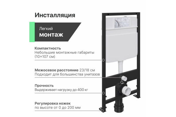 Система инсталляции для унитазов EWRIKA ProLT 0026-2020 54.8x10x119 см,  в современном стиле