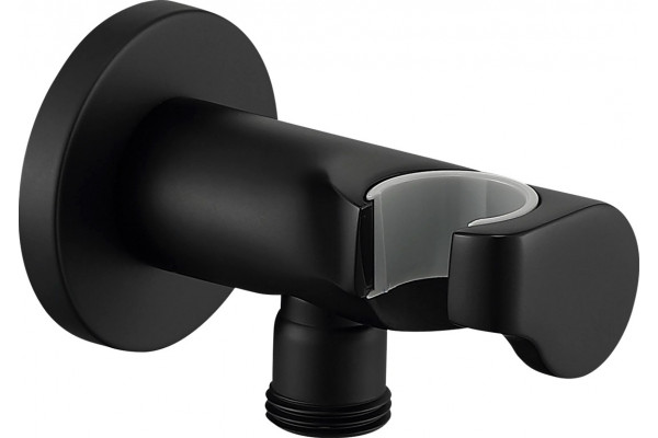 Шланговое подключение Elghansa Shower Hose Outlet WS-6K-Black с держателем для душа, цвет черный, штанга 6.2 см