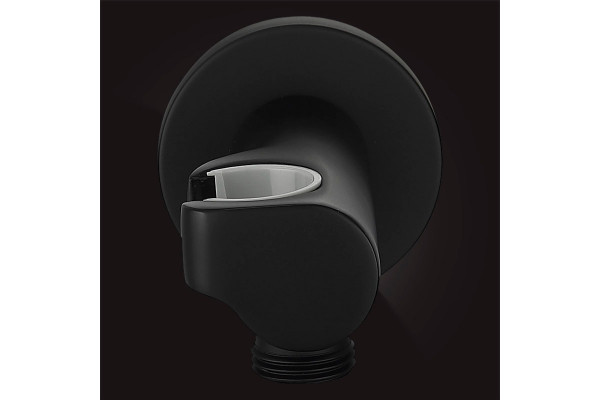 Шланговое подключение Elghansa Shower Hose Outlet WS-6K-Black с держателем для душа, цвет черный, штанга 6.2 см