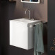 Emco Vanity units Тумба под раковины 9577 114 40/41/42 404х538хh392мм подвесная 1 дверь со стекл фасадом SX ручка хром корпус лак цвет: белый 9583 274 24
