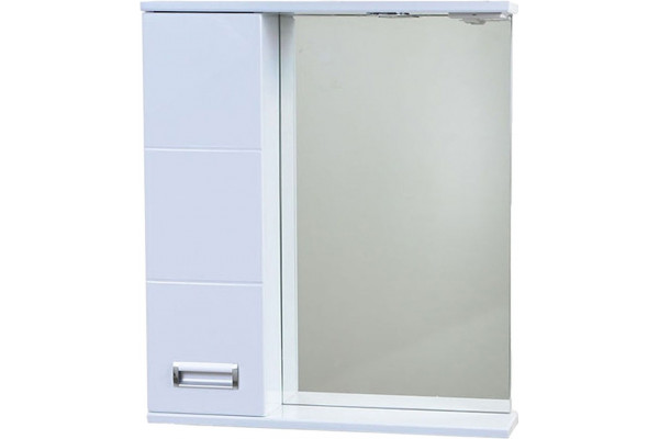 Зеркало Emmy Монтана 60 L, с подсветкой, с полками, с доводчиками, ручки хром