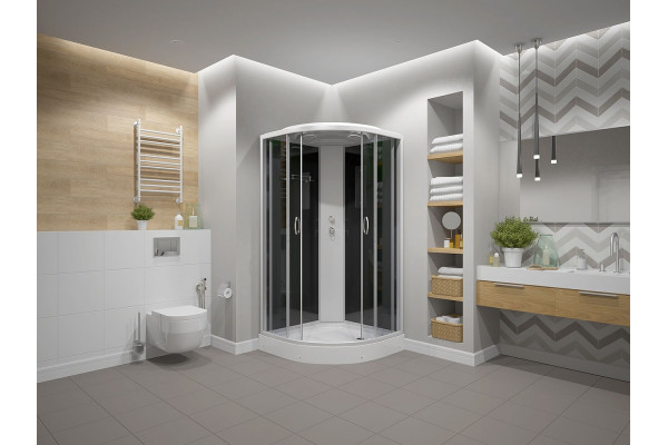 Душевая кабина Erlit Comfort ER3508P-C4-RUS четверть круга, поддон низкий