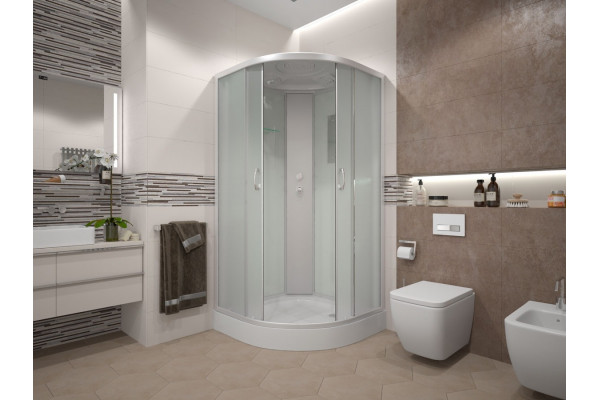 Душевая кабина Erlit Comfort ER3508P-C3-RUS четверть круга, поддон низкий