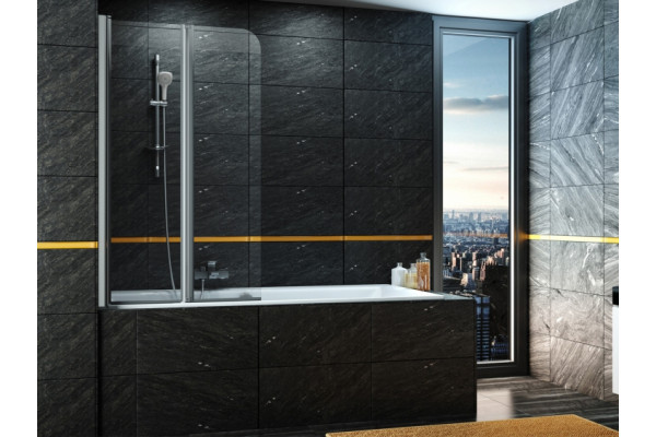 Шторка на ванну Excellent Axel 80 L складная, стекло прозрачное, профиль хром