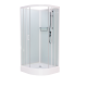 Душевая кабина Frank F400 White б/к 100х100х215 профиль белый, стекло прозрачное, четверть круга, поддон низкий