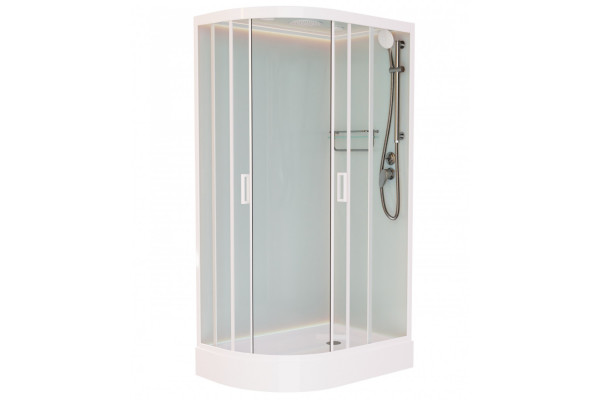 Душевая кабина Frank F418R White 100х80х220 профиль белый, стекло прозрачное, правая, прямоугольная-асимметричная, поддон низкий