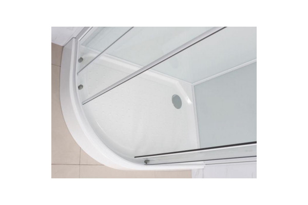 Душевая кабина Frank F418R White 100х80х220 профиль белый, стекло прозрачное, правая, прямоугольная-асимметричная, поддон низкий