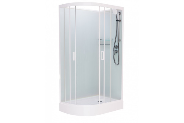 Душевая кабина Frank F418R White б/к 100х80х215 профиль белый, стекло прозрачное, правая, прямоугольная-асимметричная, поддон низкий