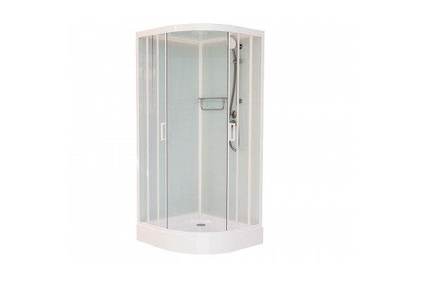 Душевая кабина Frank F420 М White 120х120х220 профиль белый, стекло матовое, четверть круга, поддон низкий