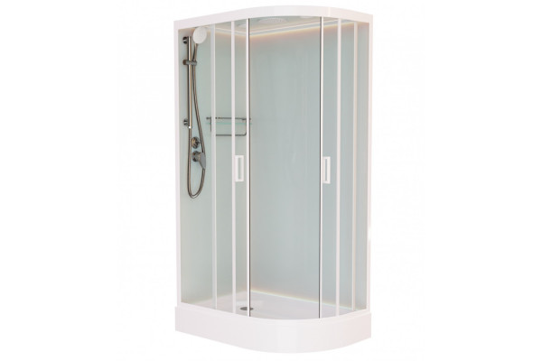 Душевая кабина Frank F412L М White 120х80х220 профиль белый, стекло матовое, левая, прямоугольная-асимметричная, поддон низкий
