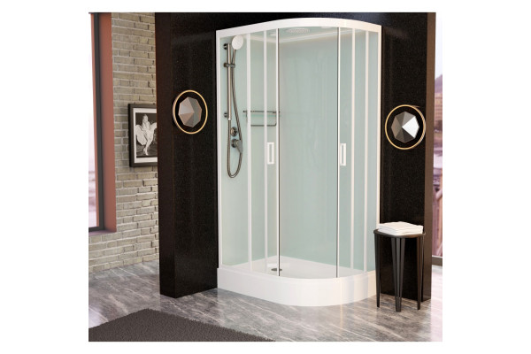 Душевая кабина Frank F412L М White 120х80х220 профиль белый, стекло матовое, левая, прямоугольная-асимметричная, поддон низкий