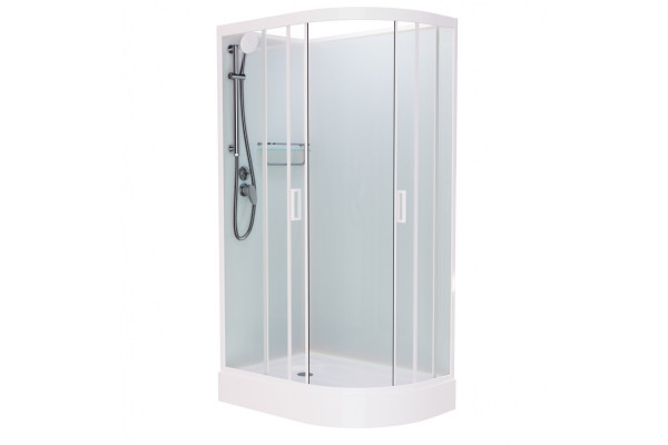 Душевая кабина Frank F412L М White б/к 120х80х215 профиль белый, стекло матовое, левая, прямоугольная-асимметричная, поддон низкий