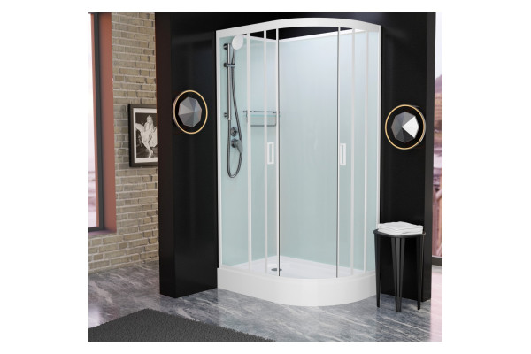 Душевая кабина Frank F412L М White б/к 120х80х215 профиль белый, стекло матовое, левая, прямоугольная-асимметричная, поддон низкий