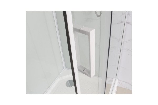 Душевая кабина Frank F412L М White б/к 120х80х215 профиль белый, стекло матовое, левая, прямоугольная-асимметричная, поддон низкий