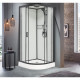 Душевая кабина Frank F400 Black 100х100х220 профиль черный, стекло прозрачное, четверть круга, поддон низкий