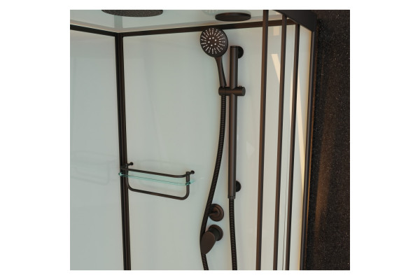 Душевая кабина Frank F400 Black 100х100х220 профиль черный, стекло прозрачное, четверть круга, поддон низкий