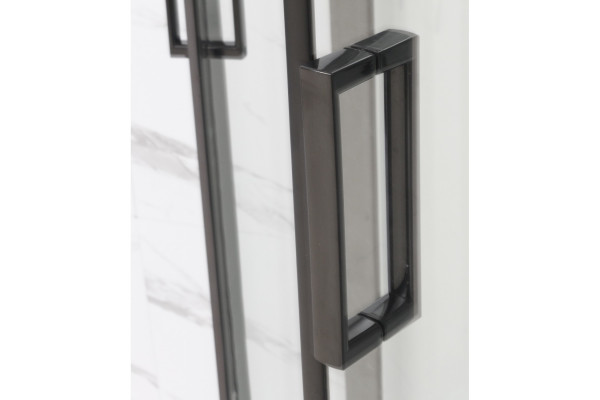 Душевая кабина Frank F400 Black 100х100х220 профиль черный, стекло прозрачное, четверть круга, поддон низкий